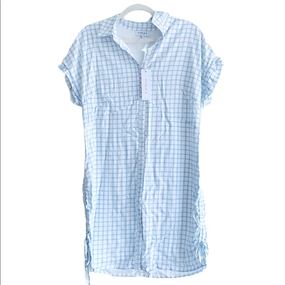 NWT Gilli Windowpane Plaid Side Tie Dress